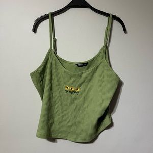 Cute green sunflower crop top